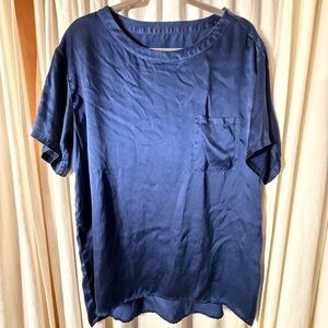 SilkSilky 100% Mulberry Silk Pajama Set Navy Blue Size XL